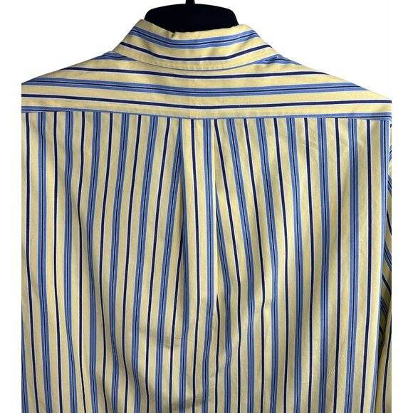 Ralph Lauren Custom Fit Yellow & Blue Striped Button-Down Shirt - Picture 4 of 9